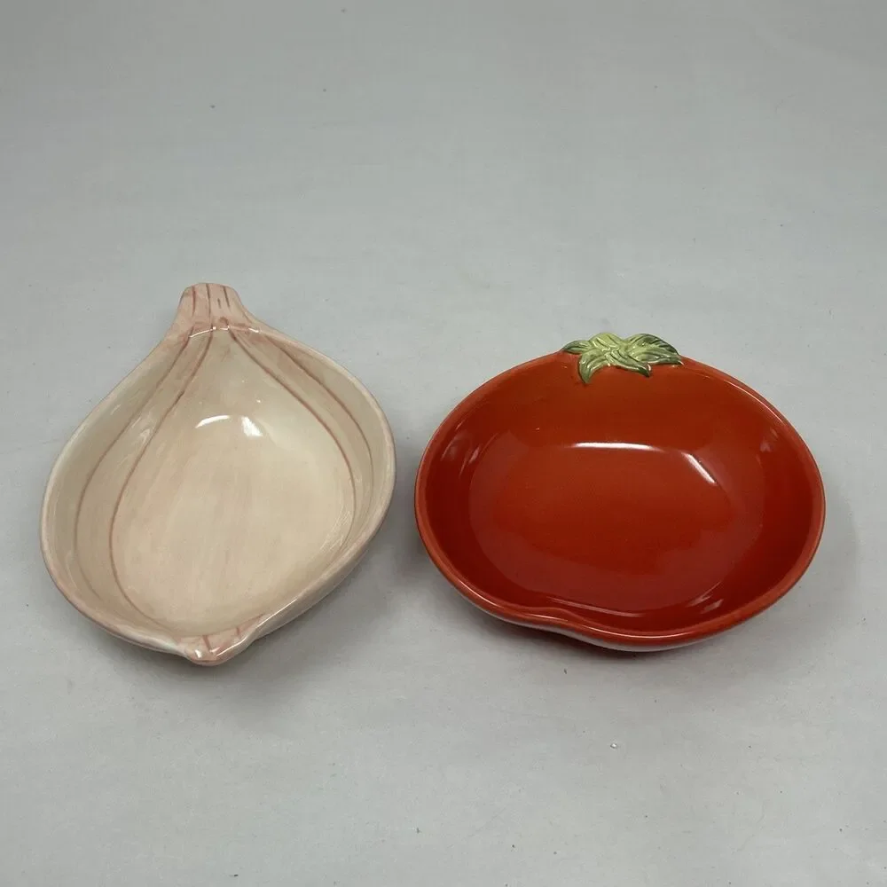 Pottery Barn Garden Pasta Bowls Vegetables Eggplant Tomato Onion Avocado 4pc
